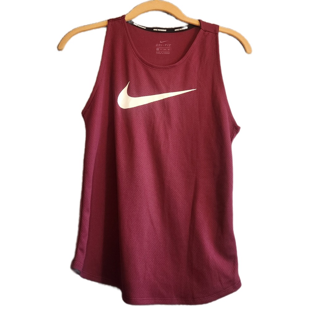2 Piece Bundle Nike Womens Dri-FIT Running Tank Top and Shorts Set Burgundy (XS)